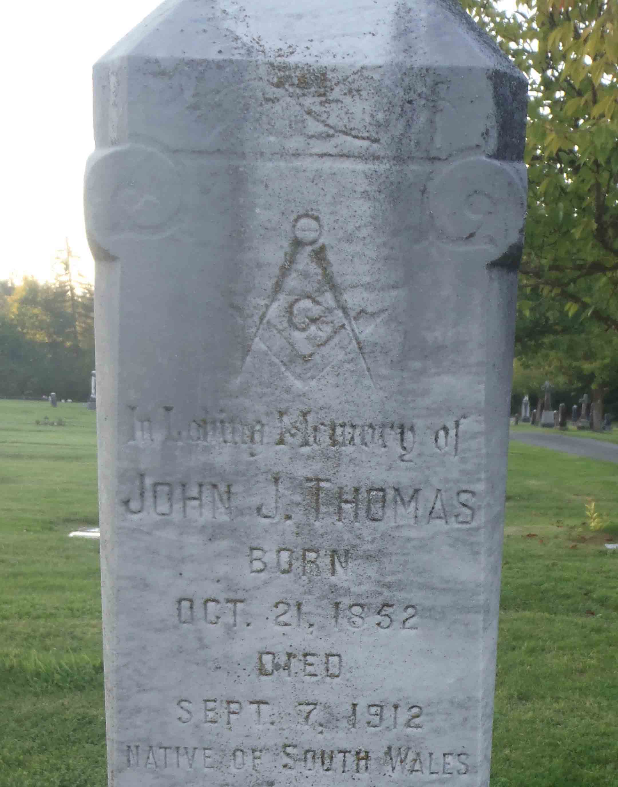 John Thomas gravestone inscription